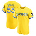 MATTH B.Red Sox #55 Ranger Su¡§¡érez Player Yellow Limited Elite Home Game Stitched Jerseys