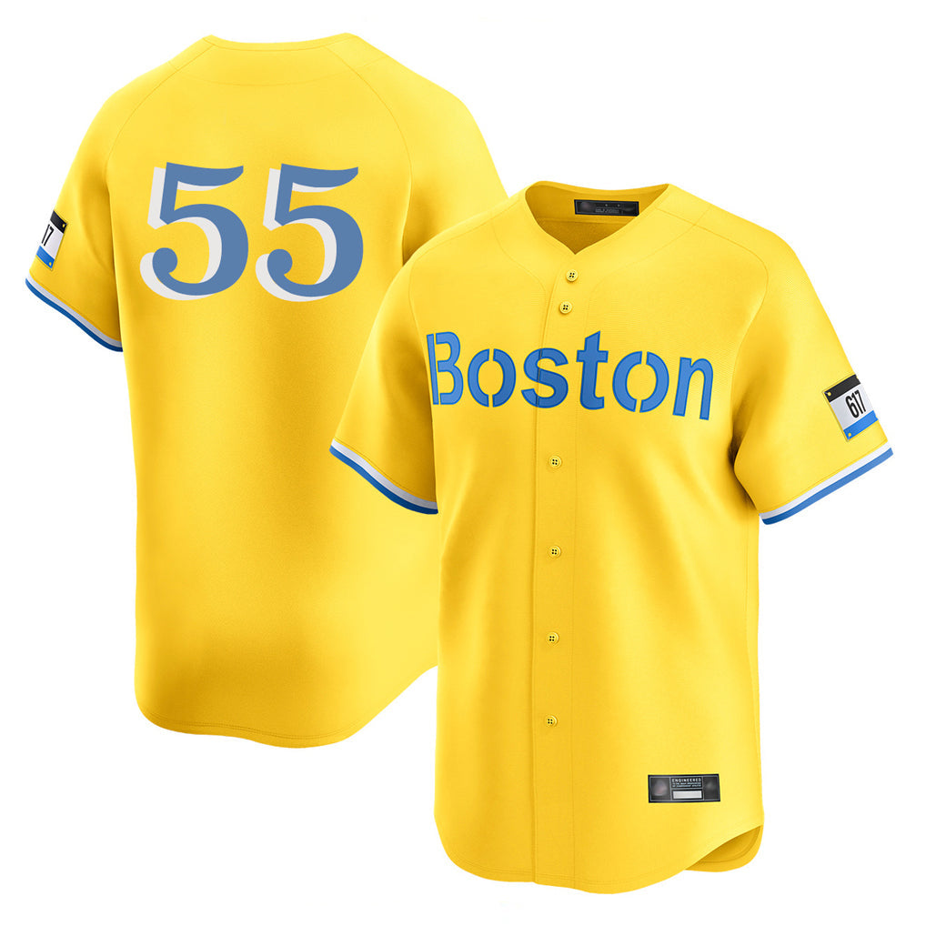 MATTH B.Red Sox #55 Ranger Su¡§¡érez Player Yellow Limited Home Game Stitched Jerseys