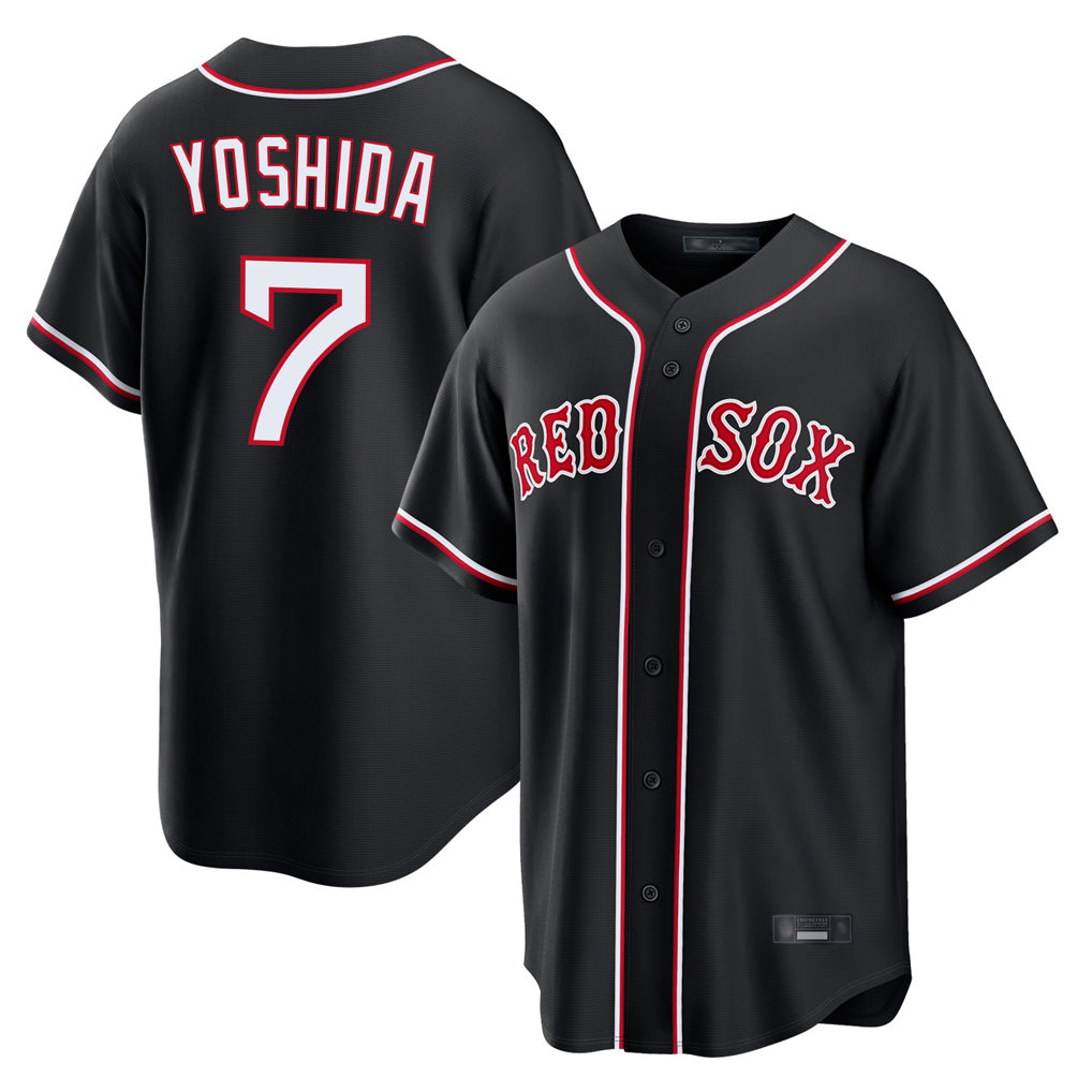 MATTH B.Red Sox #7 Masataka Yoshida Player Black Out Home Game Stitched Jerseys