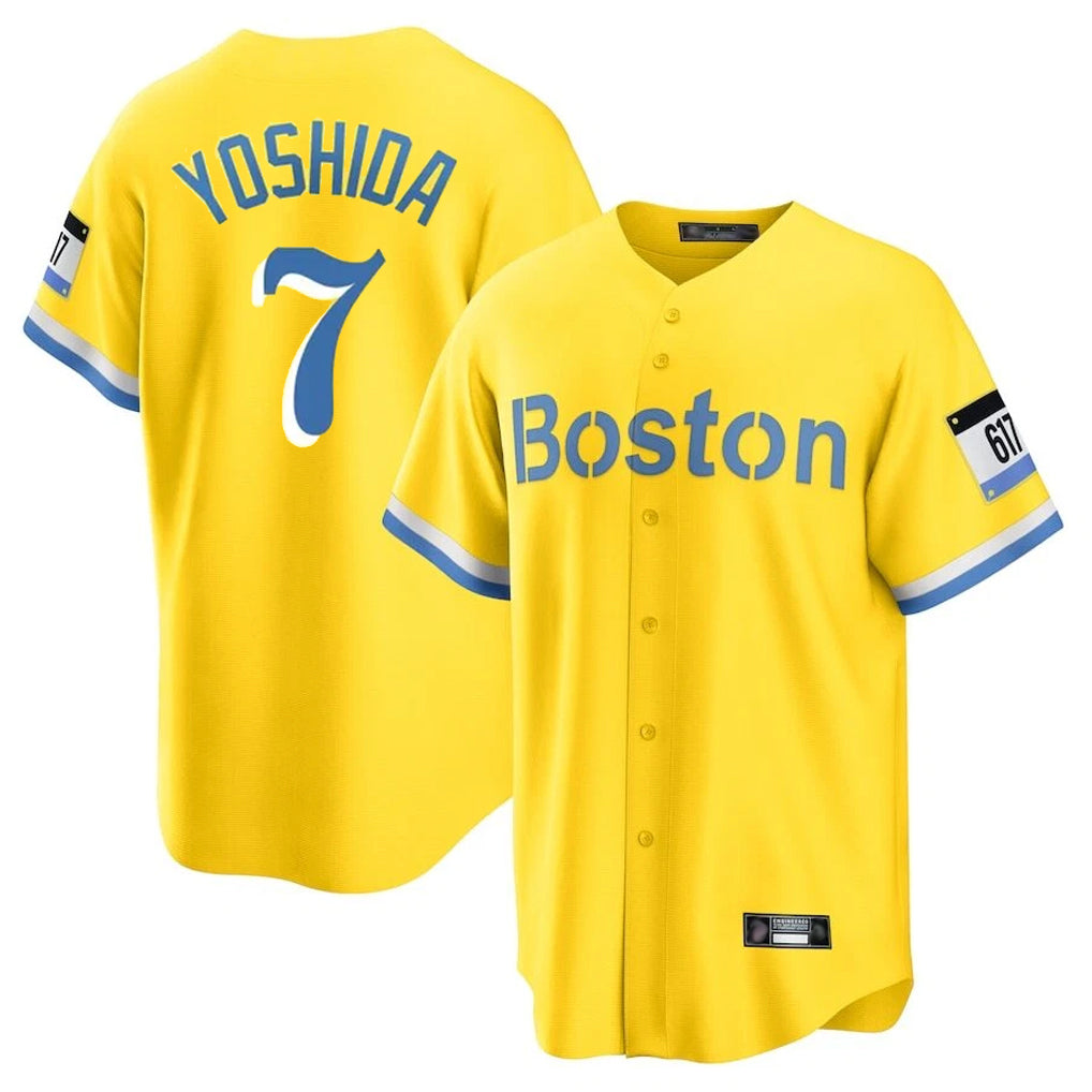 MATTH B.Red Sox #7 Masataka Yoshida Player Yellow Home Game Stitched Jersey