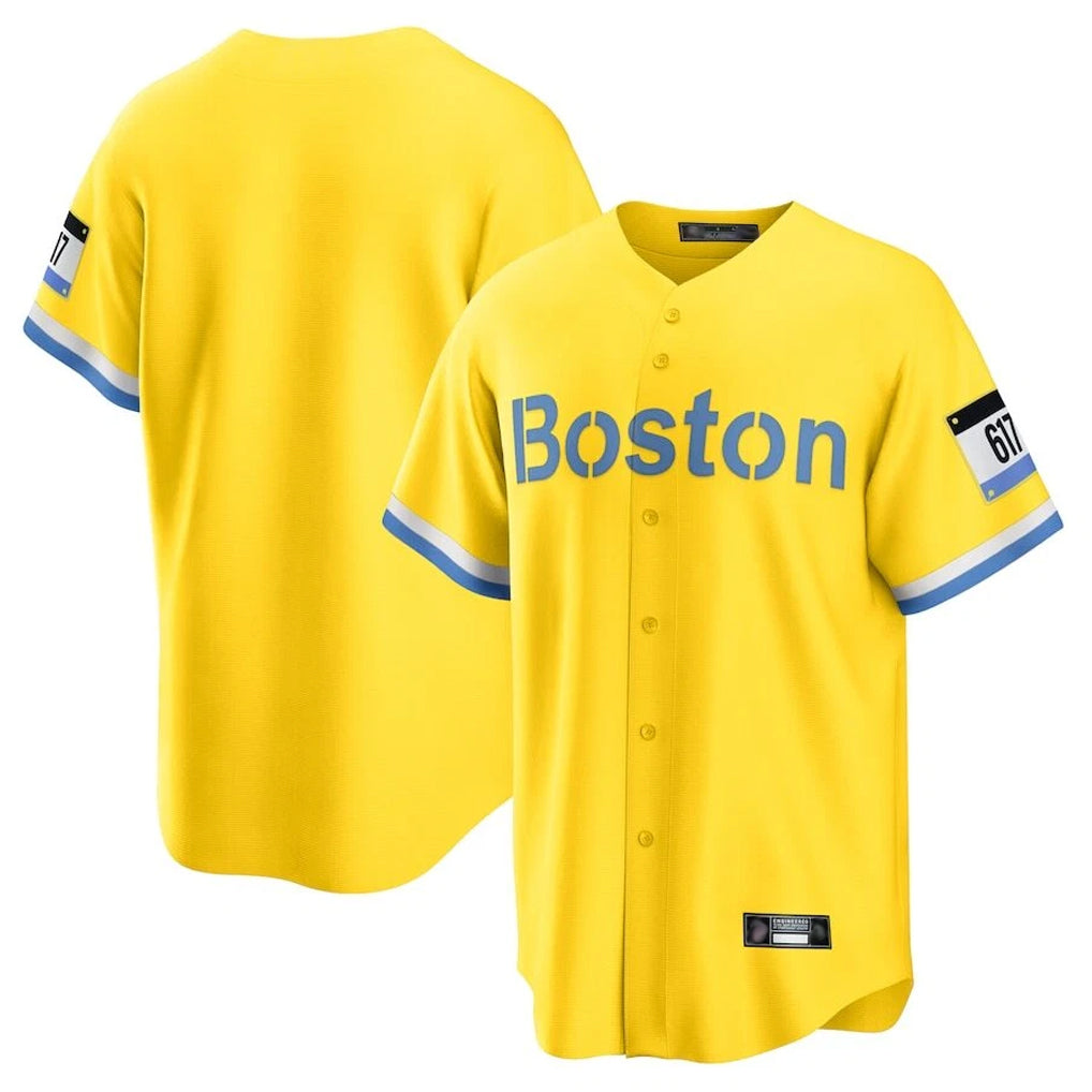 MATTH B.Red Sox Blank Player Yellow Home Game Stitched Jerseys