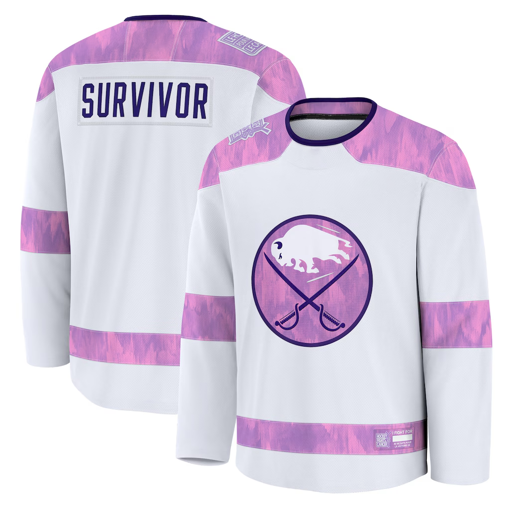 MATTH B.Sabres White Hockey Fights Cancer Survivor Practice Stitched Jerseys