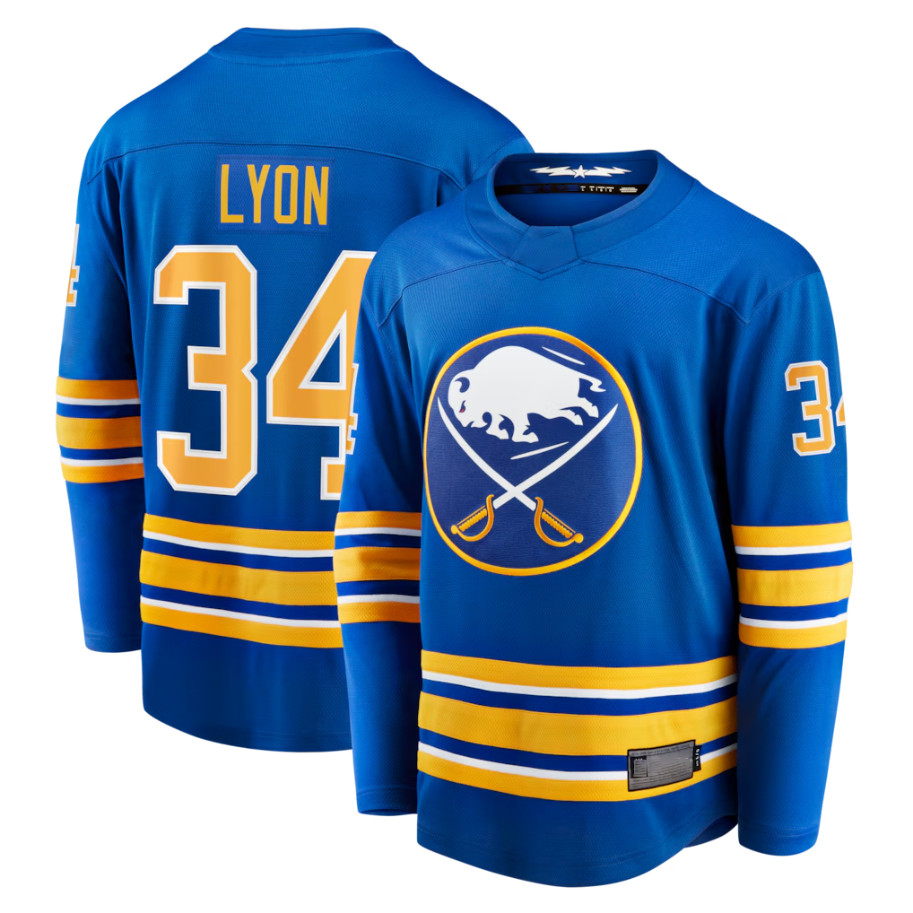 MATTH B.Sabres #34 Alex Lyon Royal Home Breakaway Stitched Jerseys