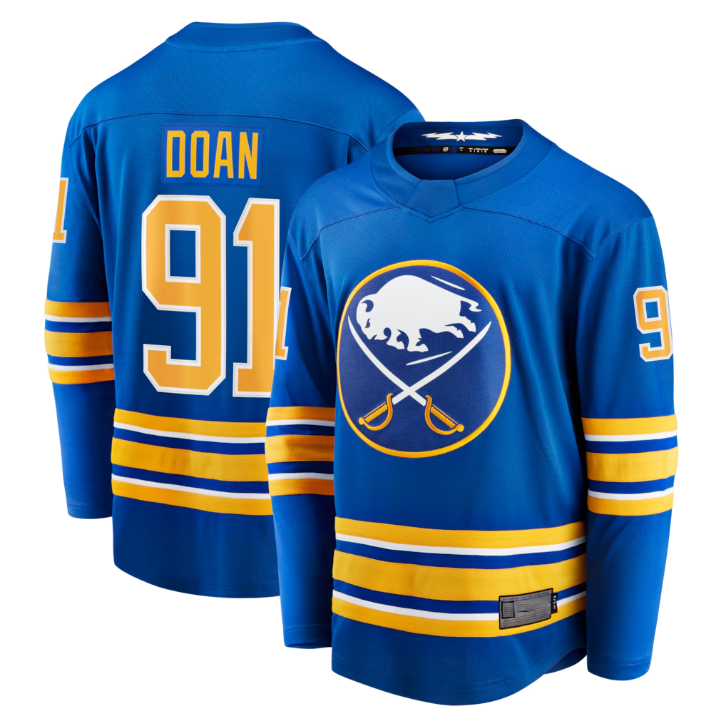 MATTH B.Sabres #91 Josh Doan Royal Home Premier Breakaway Player Stitched Jerseys