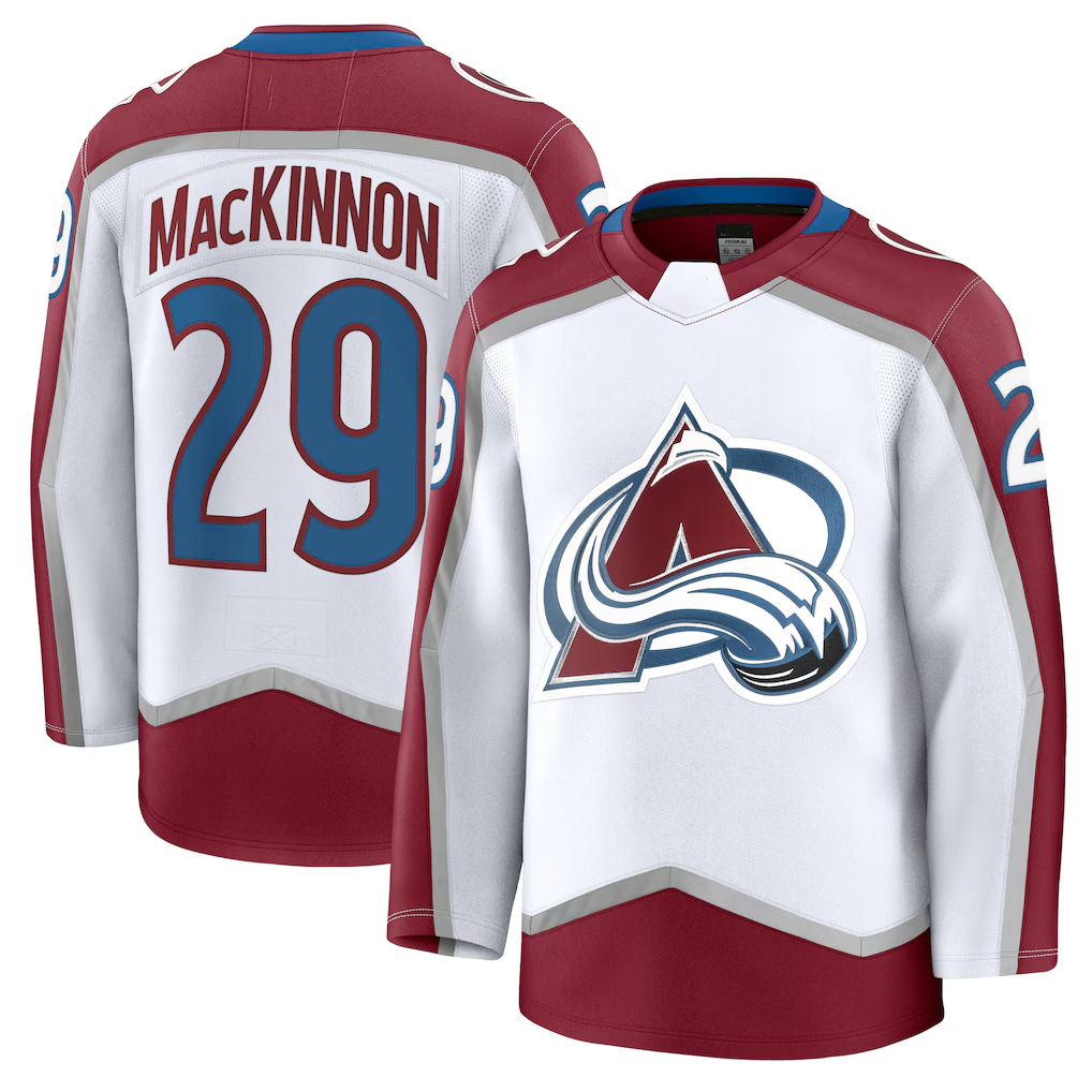 MATTH C.Avalanche #29 Nathan MacKinnon White Away Premium Jerseys