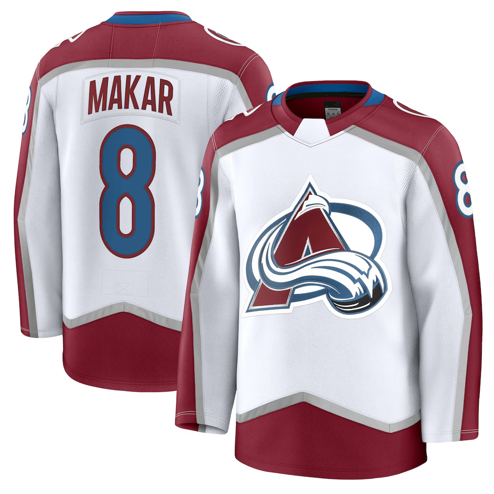 MATTH C.Avalanche #8 Cale Makar White Away Premium Jerseys