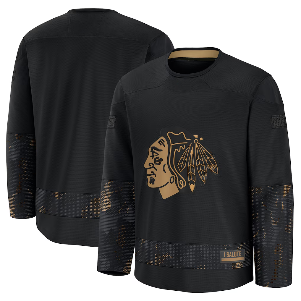 MATTH C.Blackhawks Black 2024 Military Appreciation Practice Jerseys