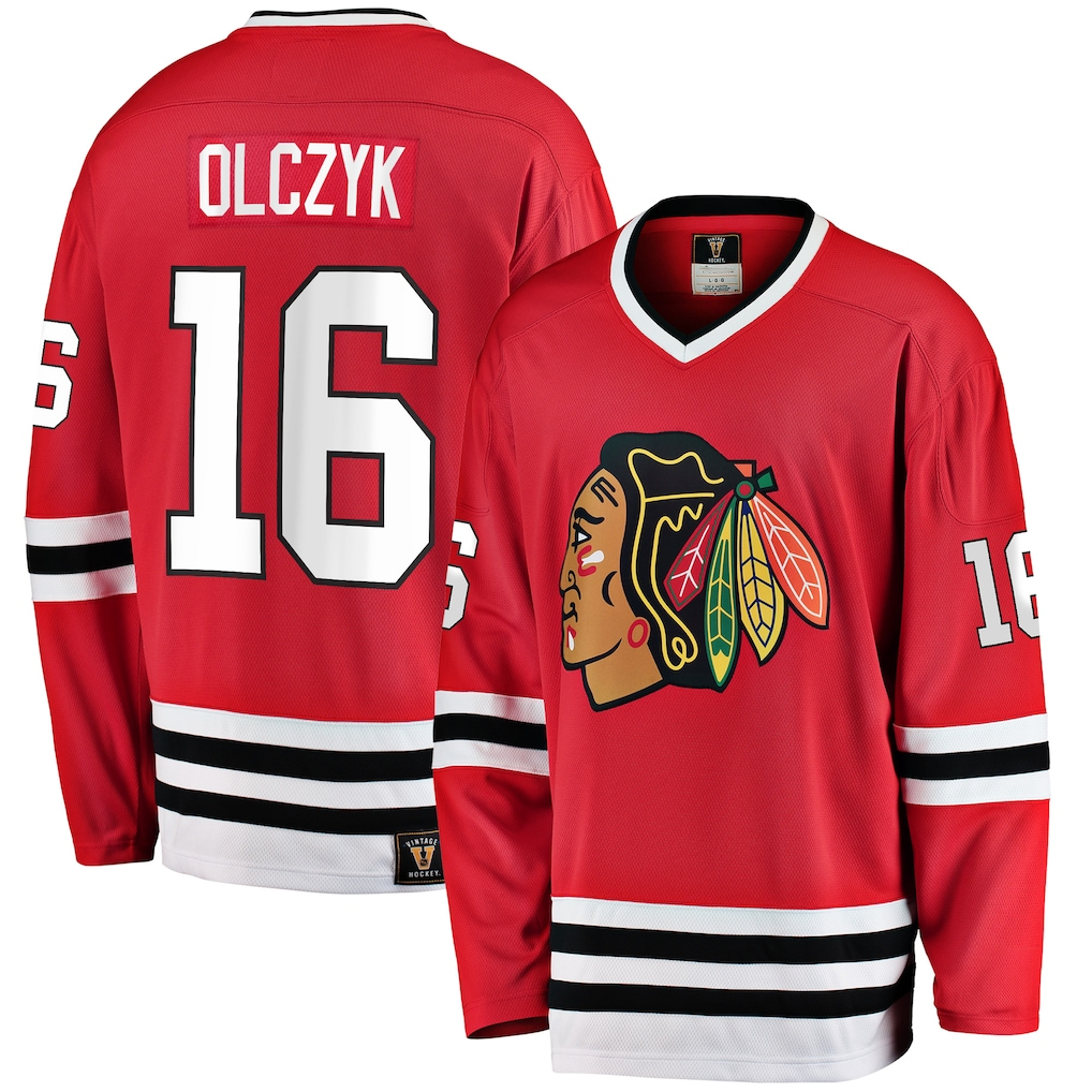 MATTH C.Blackhawks #16 Eddie Olczyk Red Premier Breakaway Retired Player Jerseys