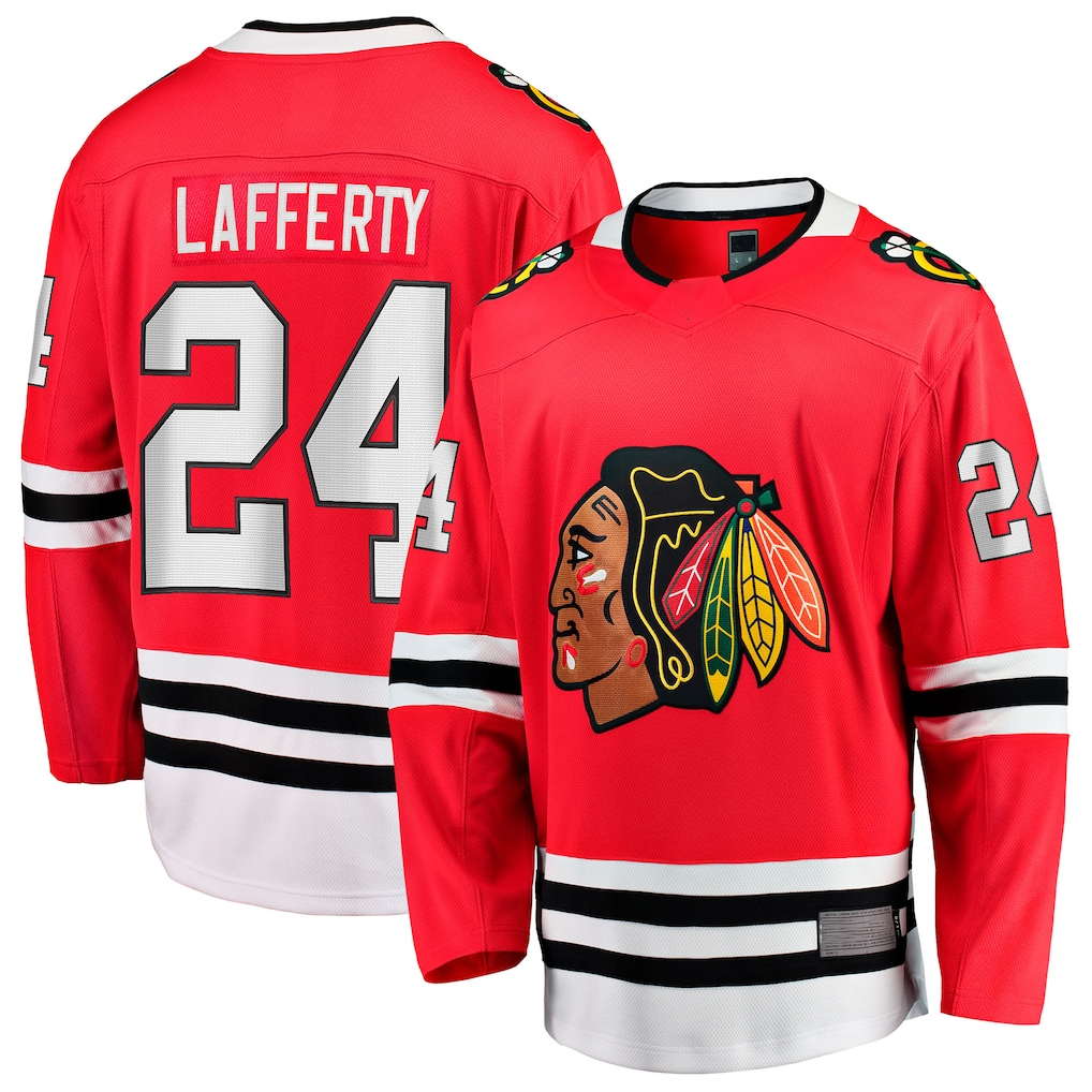 MATTH C.Blackhawks #24 Sam Lafferty Red Home Breakaway Jerseys