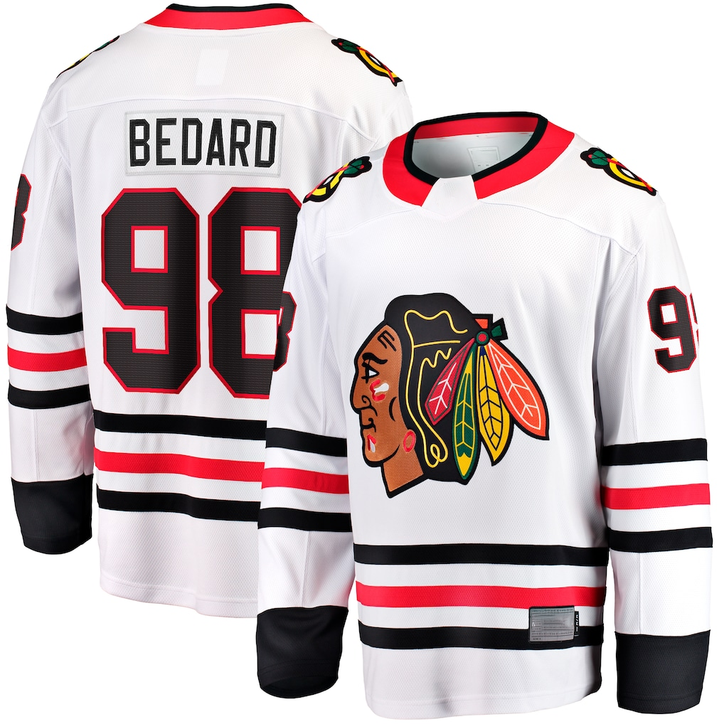 MATTH C.Blackhawks #98 Connor Bedard White Away Breakaway Player Jerseys