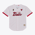 MATTH C.Bulls Mitchell & Ness White Head Coach Pinstripe Mesh Full-Button Baseball Jerseys