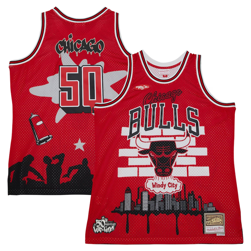MATTH C.Bulls Mitchell & Ness x Tats Cru Red Hardwood Classics Fashion Jerseys