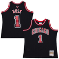 MATTH C.Bulls #1 Derrick Rose Mitchell & Ness Black Big & Tall 2010-11 Swingman Jerseys