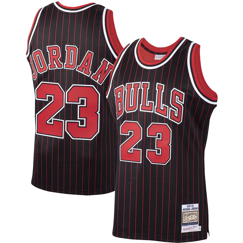 MATTH C.Bulls #23 Michael Jordan Mitchell & Ness Black 1995-96 Hardwood Classics Authentic Jerseys