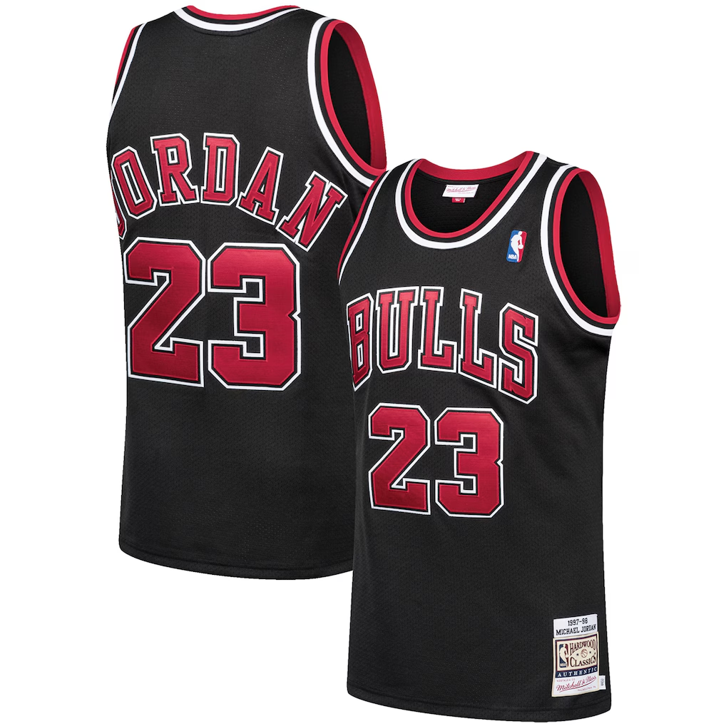 MATTH C.Bulls #23 Michael Jordan Mitchell & Ness Black 1997-98 Hardwood Classics Authentic Jerseys