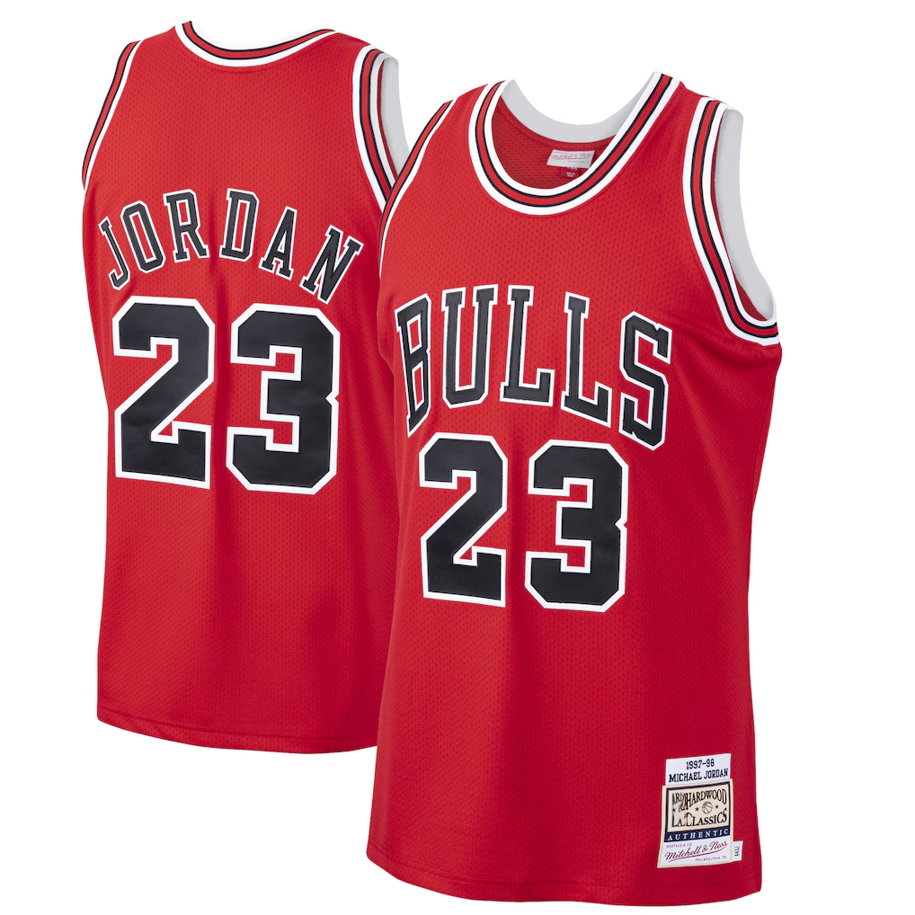 MATTH C.Bulls #23 Michael Jordan Mitchell & Ness Scarlet 1997-98 Hardwood Classics Authentic Jerseys