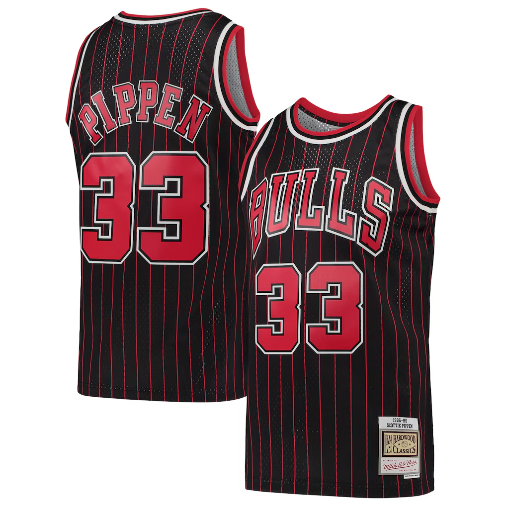 MATTH C.Bulls #33 Scottie Pippen Mitchell & Ness Black Hardwood Classics Swingman Jerseys