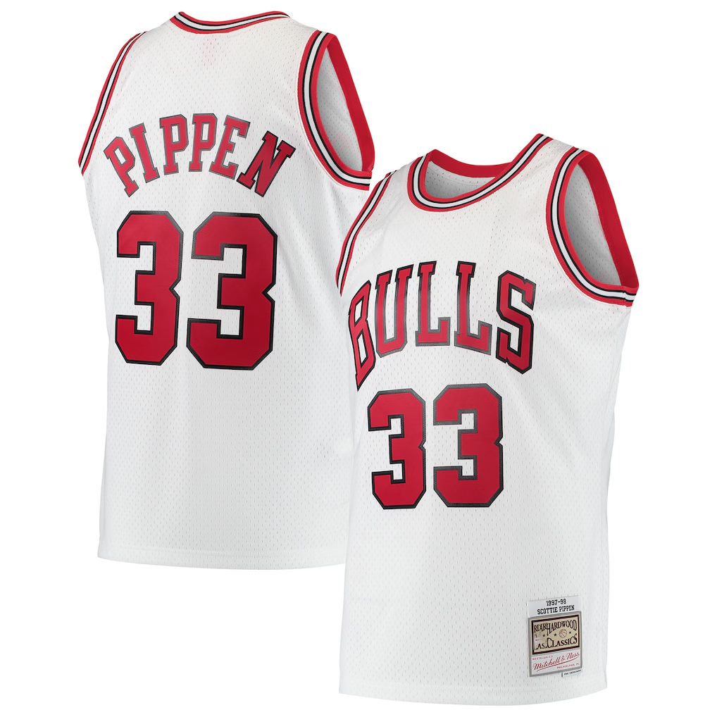 MATTH C.Bulls #33 Scottie Pippen Mitchell & Ness White Hardwood Classics Swingman Jerseys