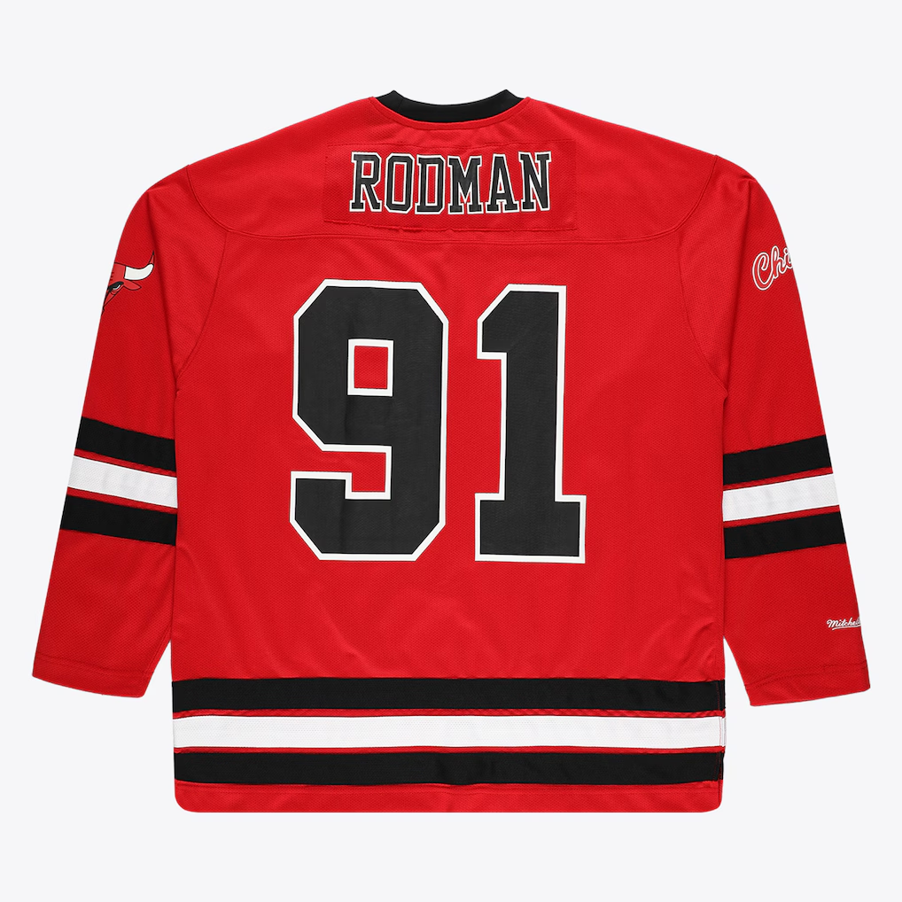 MATTH C.Bulls #91 Dennis Rodman Mitchell & Ness Red Big & Tall  Hockey Jerseys