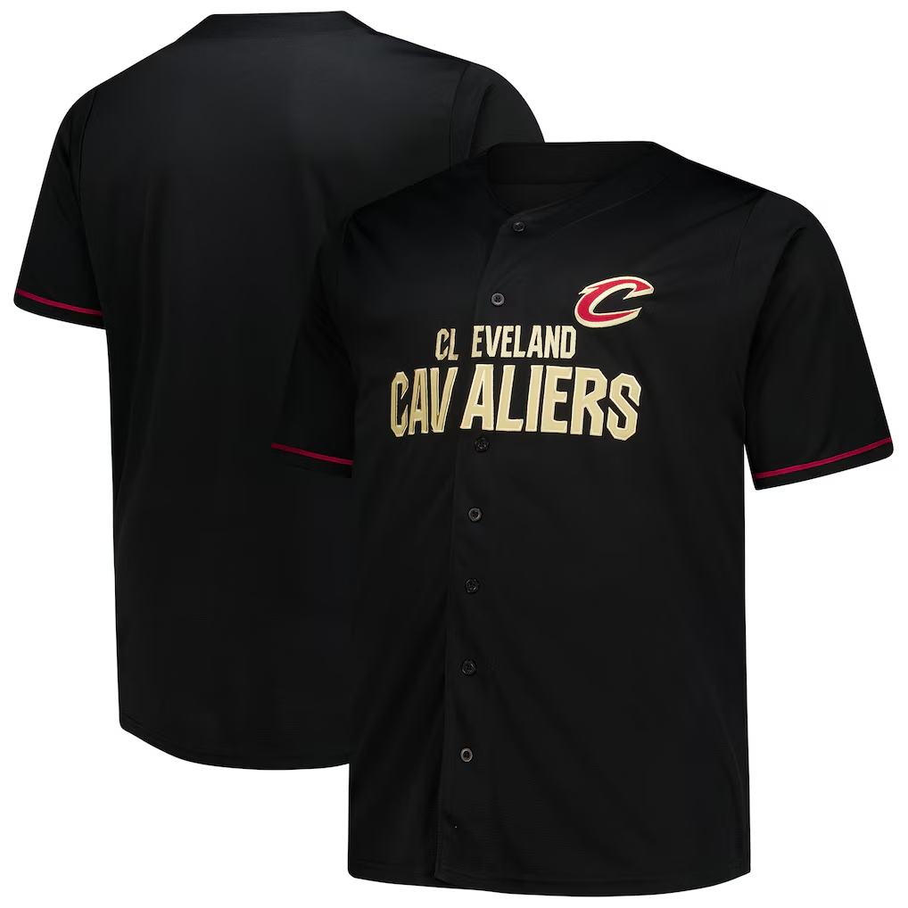MATTH C.Cavaliers Black Big & Tall Pop Full-Button Jerseys