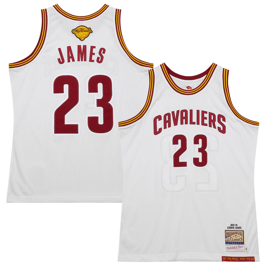MATTH C.Cavaliers #23 LeBron James Mitchell & Ness White 2015-16 Hardwood Classics Authentic Jerseys