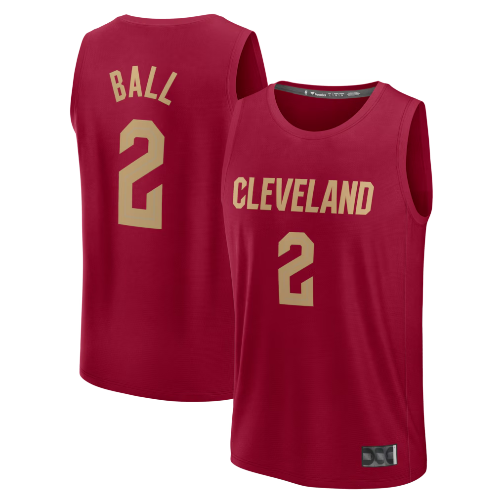 MATTH C.Cavaliers #2 Lonzo Ball Wine Fast Break Replica Jerseys - Icon Edition