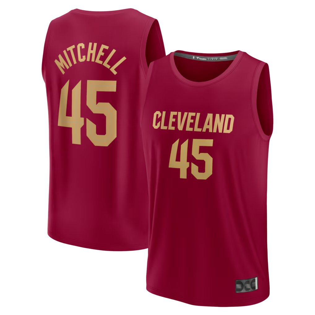 MATTH C.Cavaliers #45 Donovan Mitchell Wine Fast Break Replica Jerseys - Icon Edition