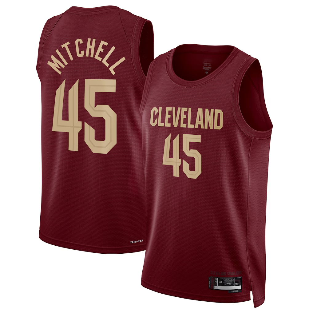 MATTH C.Cavaliers #45 Donovan Mitchell Wine Swingman Jerseys - Icon Edition