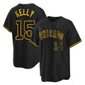 MATTH C.Cubs #15 Carson Kelly Player Black Snake Skin City Game Stitched Jerseys