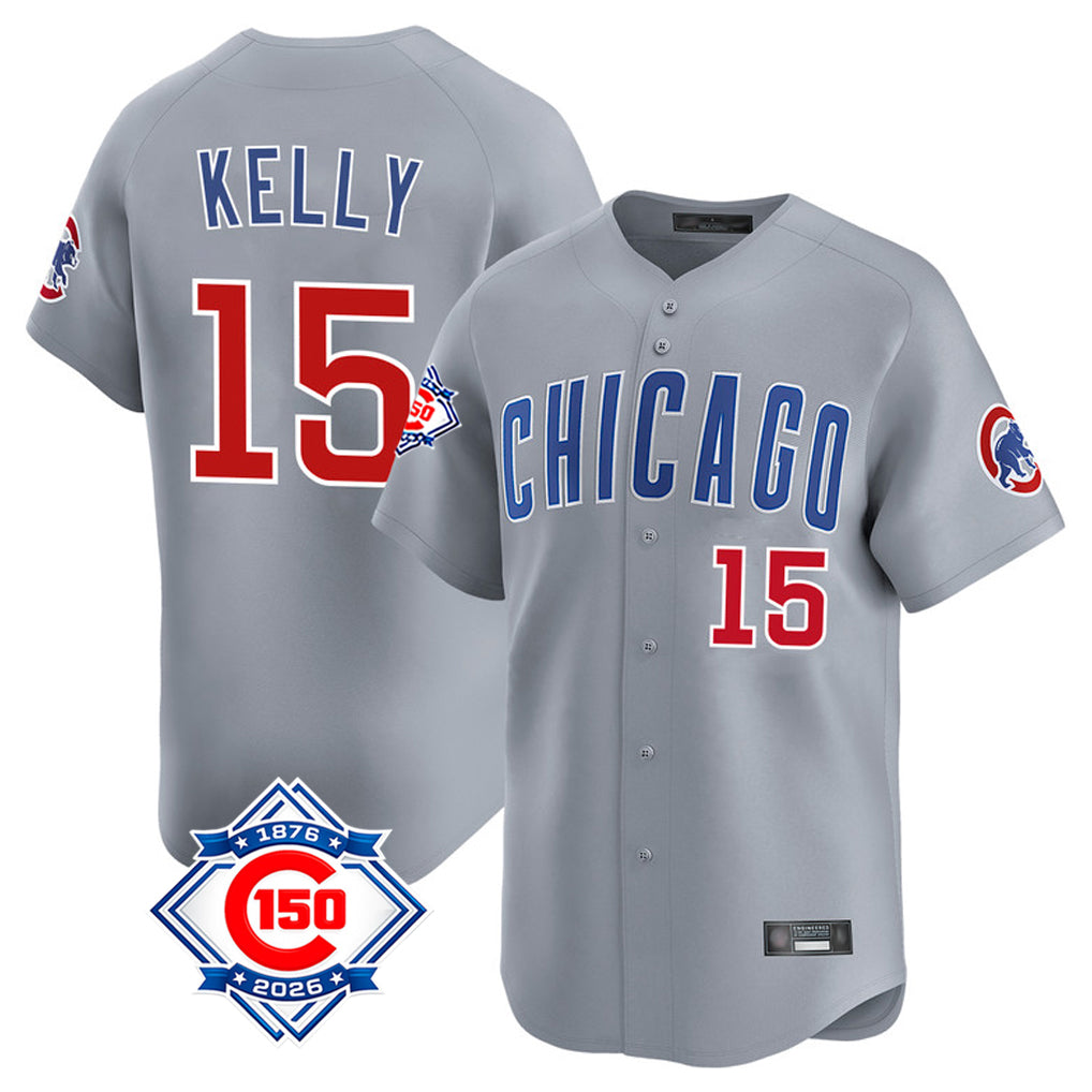 MATTH C.Cubs #15 Carson Kelly Player Gray Road 150th Anniversary Limited Home Stitched Jerseys