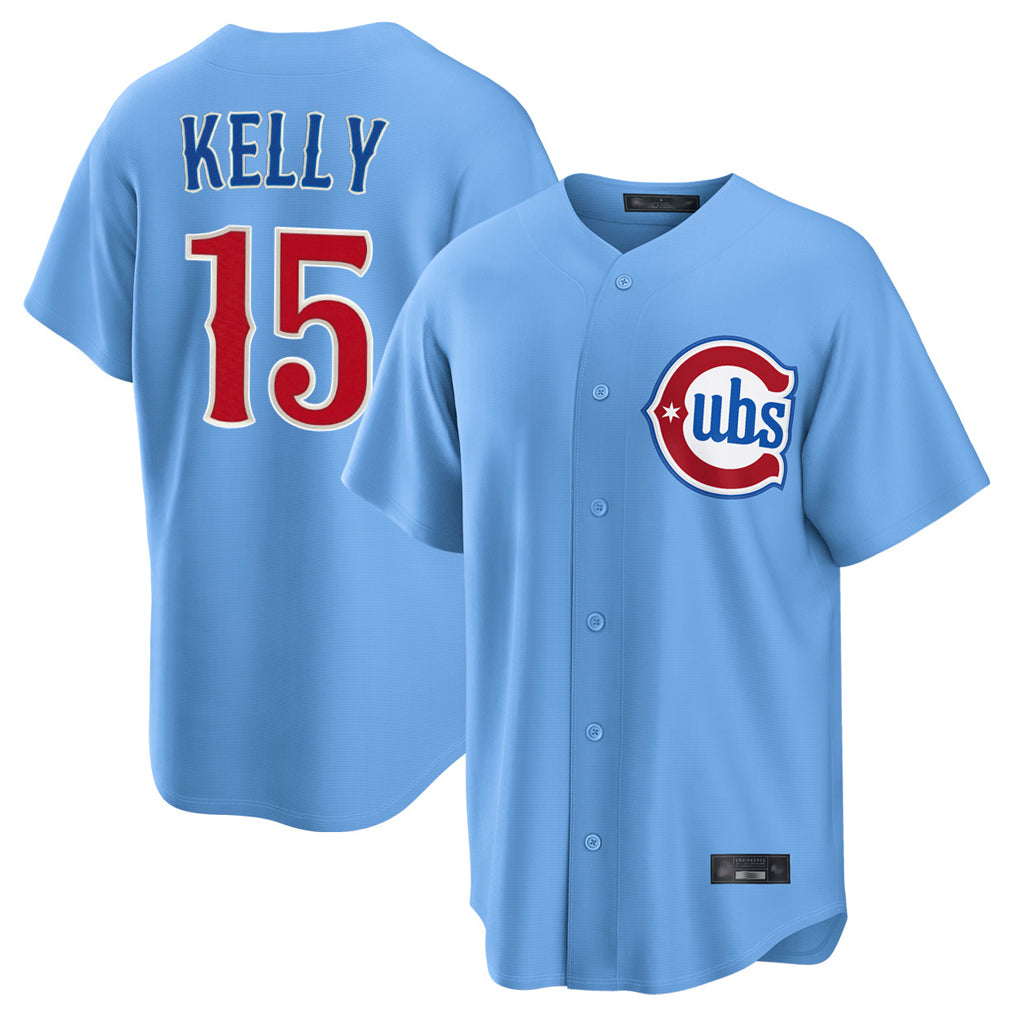MATTH C.Cubs #15 Carson Kelly Player Light Blue Home Game Stitched Jerseys
