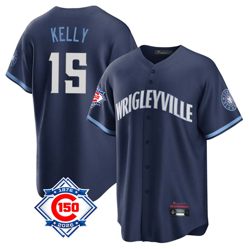 MATTH C.Cubs #15 Carson Kelly Player Navy 150th Anniversary City Connect Home Game Stitched Jerseys