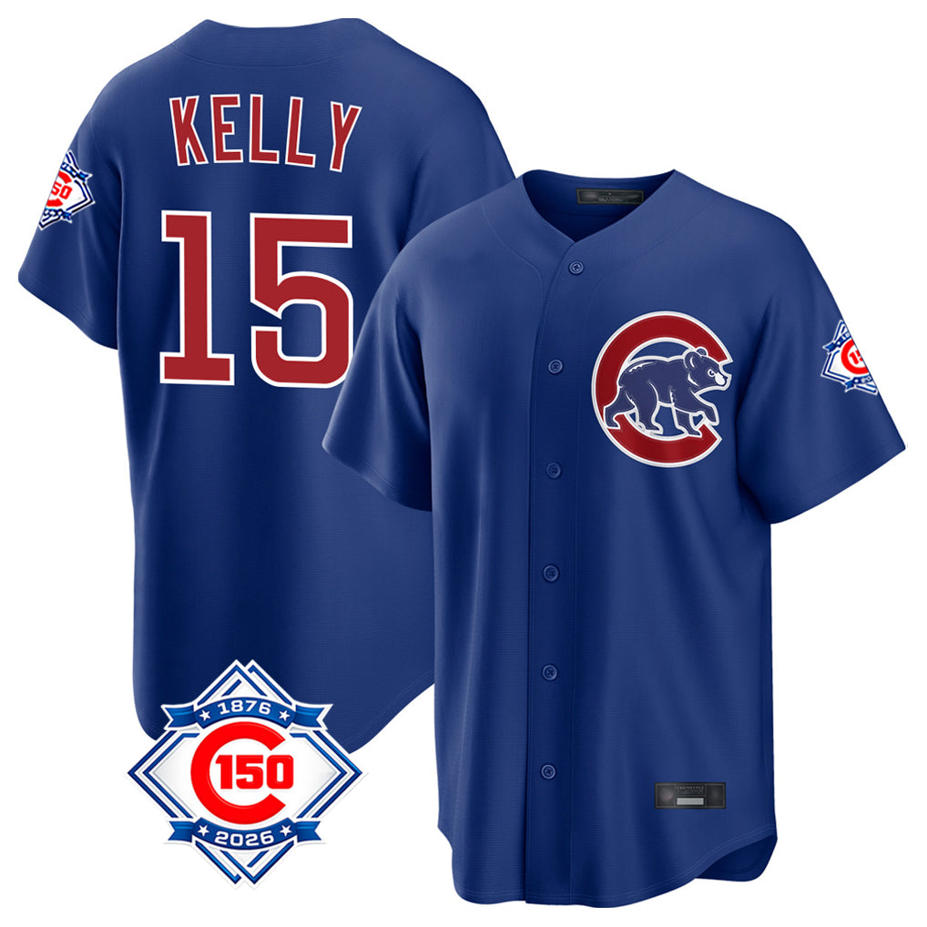 MATTH C.Cubs #15 Carson Kelly Player Royal 150th Anniversary Home Game Stitched Jerseys