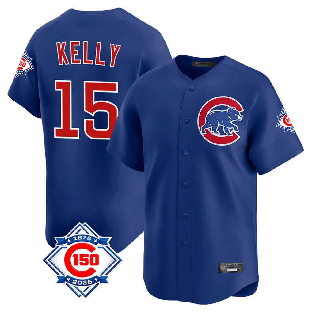 MATTH C.Cubs #15 Carson Kelly Player Royal 150th Anniversary Limited Home Stitched Jerseys