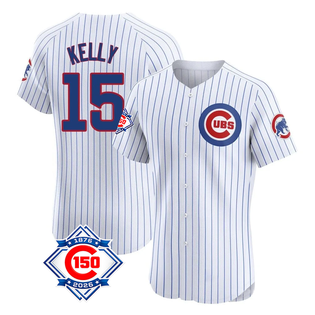 MATTH C.Cubs #15 Carson Kelly Player White 150th Anniversary Limited Elite Home Game Stitched Jerseys