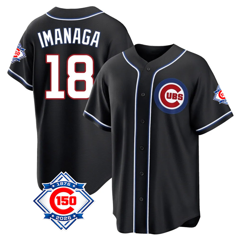 MATTH C.Cubs #18 Shota Imanaga Player Black Fashion Out 150th Anniversary Game Stitched Jerseys