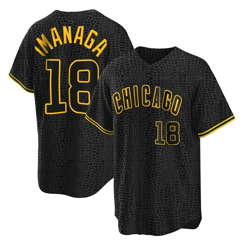 MATTH C.Cubs #18 Shota Imanaga Player Black Snake Skin City Game Stitched Jerseys