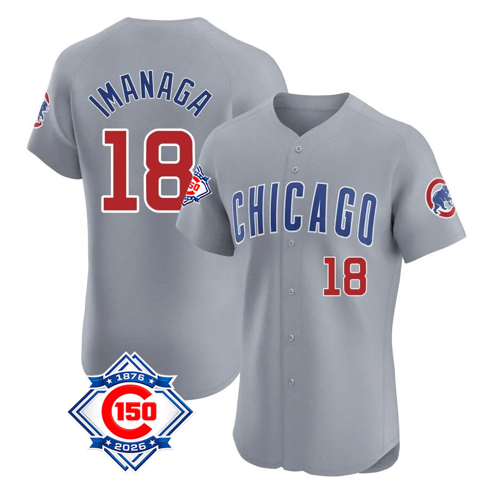MATTH C.Cubs #18 Shota Imanaga Player Gray Road 150th Anniversary Limited Elite Home Stitched Jerseys