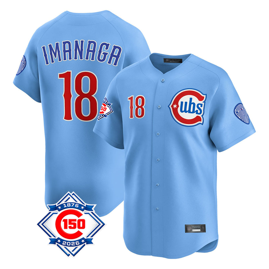 MATTH C.Cubs #18 Shota Imanaga Player Light Blue 150th Anniversary Limited Home Stitched Jerseys