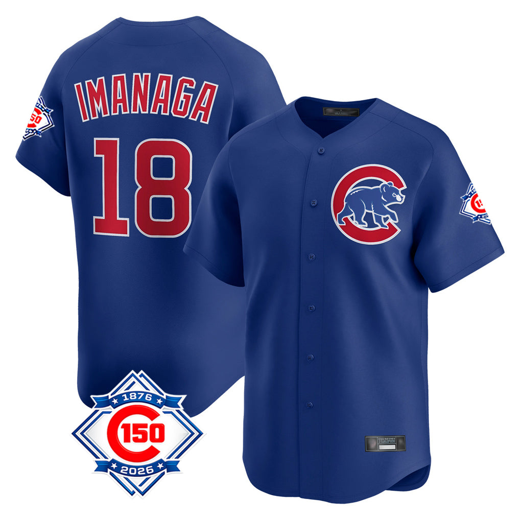 MATTH C.Cubs #18 Shota Imanaga Player Royal 150th Anniversary Limited Home Stitched Jerseys