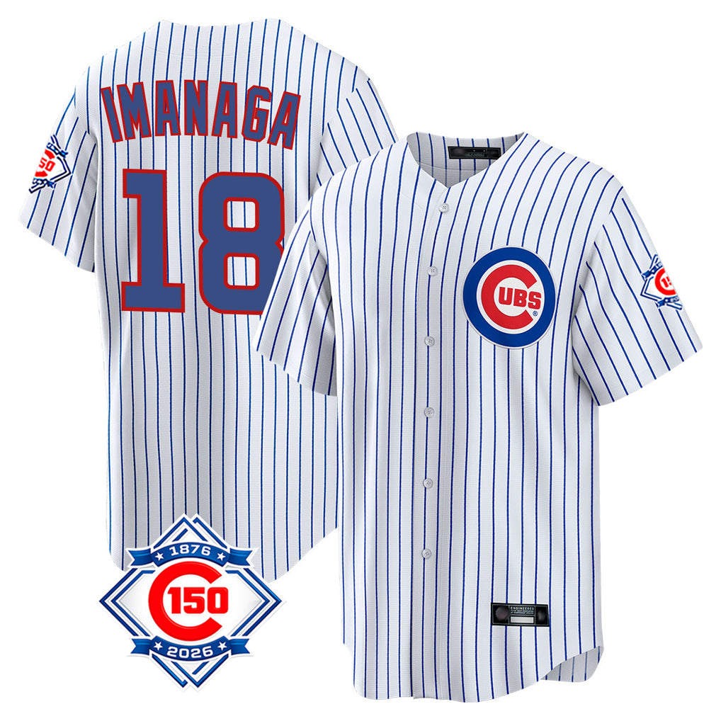 MATTH C.Cubs #18 Shota Imanaga Player White 150th Anniversary Home Game Stitched Jerseys