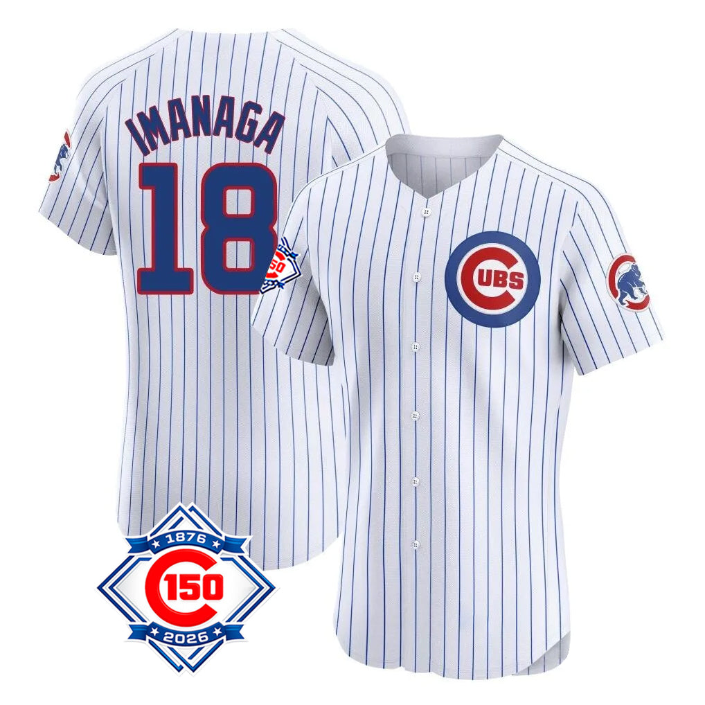 MATTH C.Cubs #18 Shota Imanaga Player White 150th Anniversary Limited Elite Home Game Stitched Jerseys