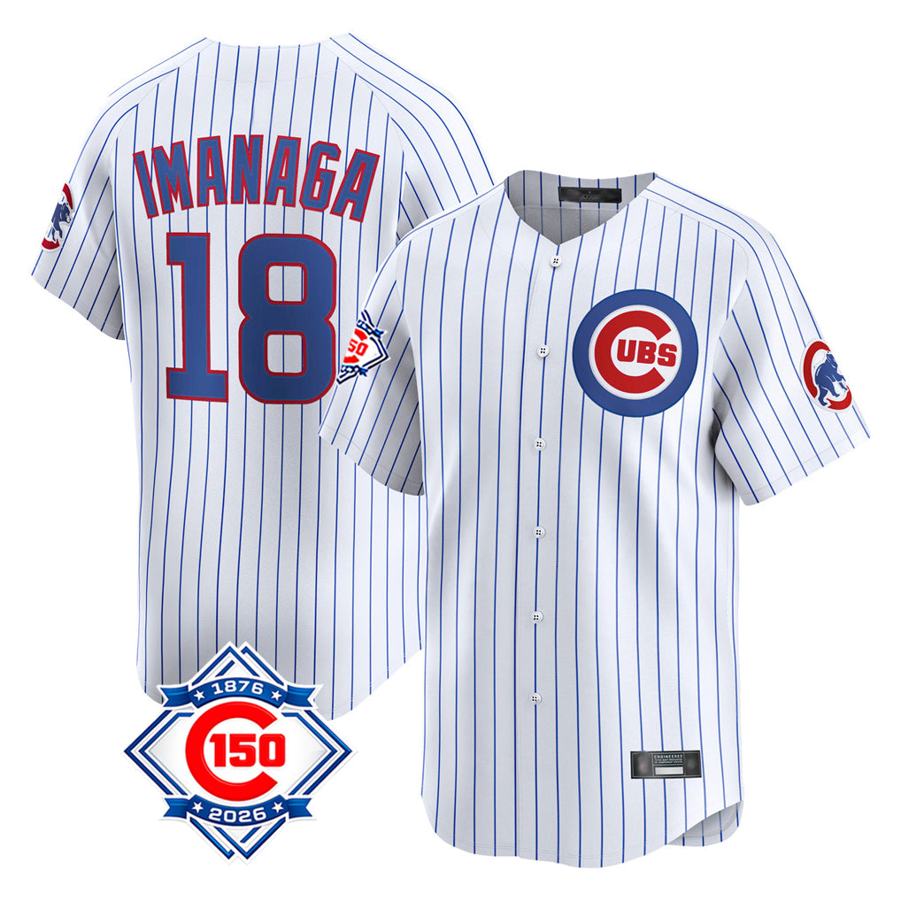 MATTH C.Cubs #18 Shota Imanaga Player White 150th Anniversary Limited Home Game Stitched Jerseys