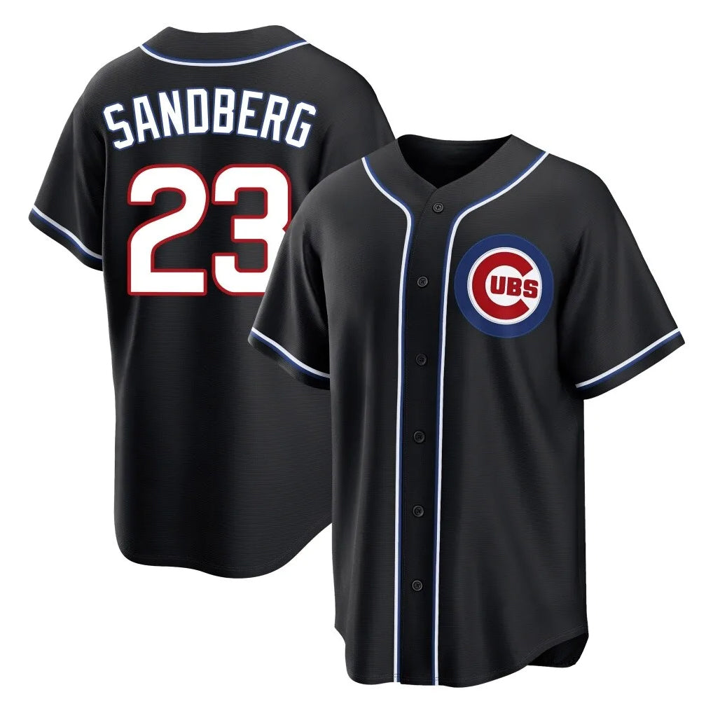 MATTH C.Cubs #23 Ryne Sandberg Player Black Fashion Out Game Stitched Jerseys
