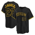 MATTH C.Cubs #23 Ryne Sandberg Player Black Snake Skin City Game Stitched Jerseys