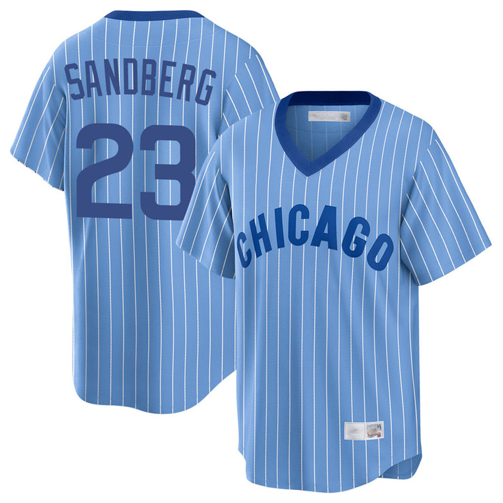 MATTH C.Cubs #23 Ryne Sandberg Player Blue T-shirt Cooperstown Collection Limited Stitched Jerseys