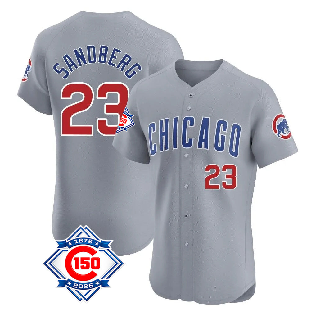 MATTH C.Cubs #23 Ryne Sandberg Player Gray Road 150th Anniversary Limited Elite Home Stitched Jerseys