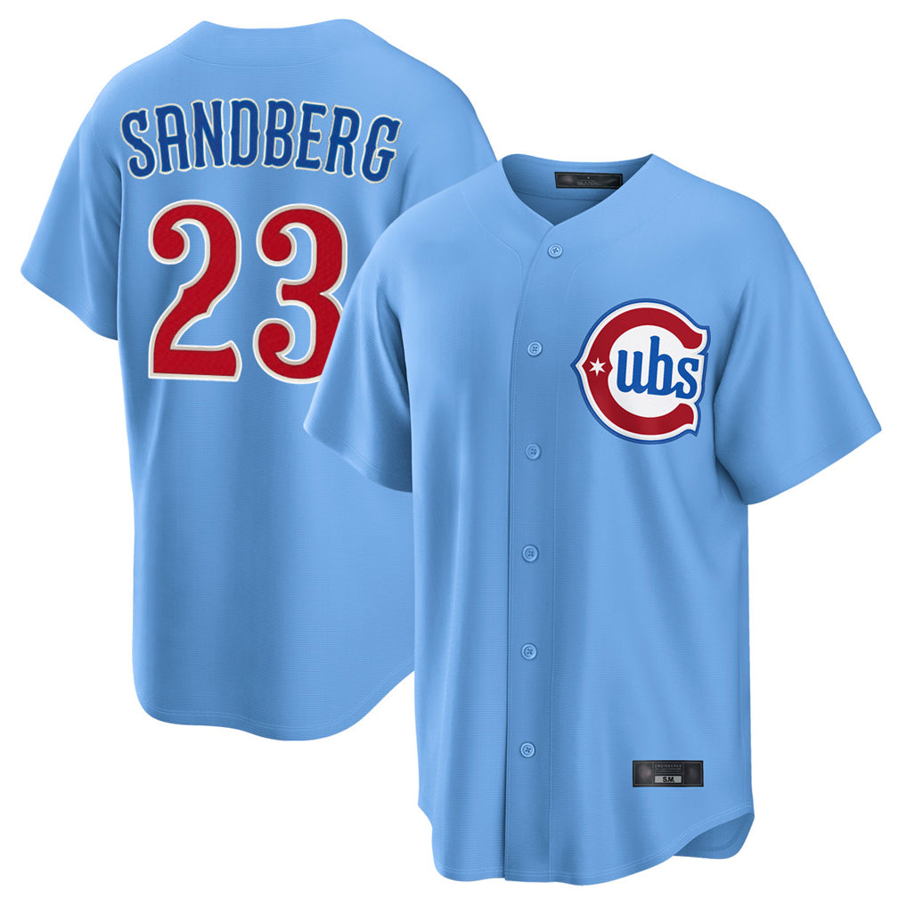 MATTH C.Cubs #23 Ryne Sandberg Player Light Blue Home Game Stitched Jerseys