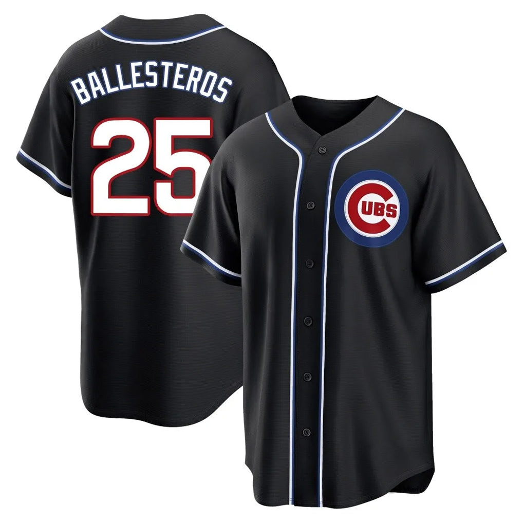 MATTH C.Cubs #25 Mois¡§|s Ballesteros Player Black Fashion Out Game Stitched Jerseys
