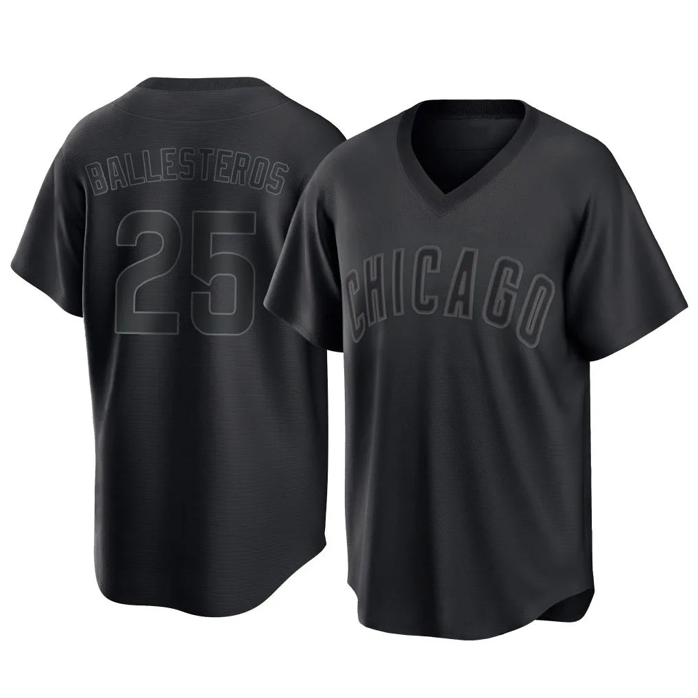 MATTH C.Cubs #25 Mois¡§|s Ballesteros Player Black T-shirt Home Game Stitched Jerseys